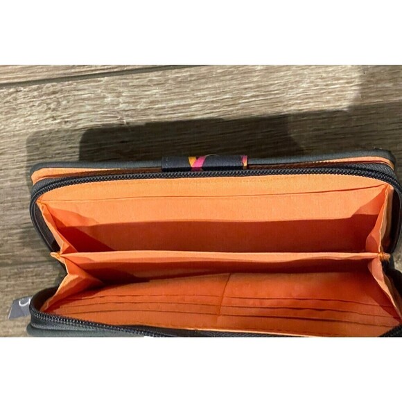New Vera Bradley Jazzy Swirls Turnlock Wallet Retired NWT Pink Orange Gray - Picture 8 of 10